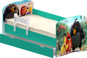 Детская кровать с бортиком и ящиком ФОТО (цветное ЛДСП)