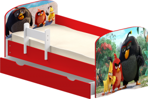 Детская кровать с бортиком и ящиком ФОТО (цветное ЛДСП)