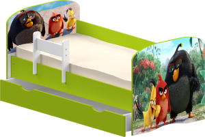 Детская кровать с бортиком и ящиком ФОТО (цветное ЛДСП)